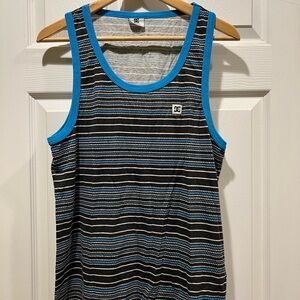 DC Black and White Striped Tank with Blue Trim